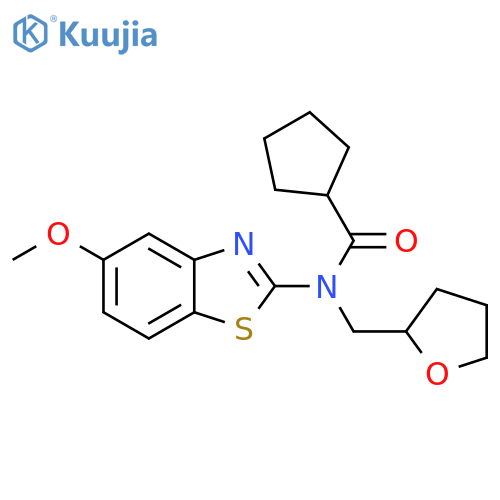 N-(5-methoxy-1,3-benzothiazol-2-yl)-N-[(oxolan-2-yl)methyl]cyclopentanecarboxamide structure