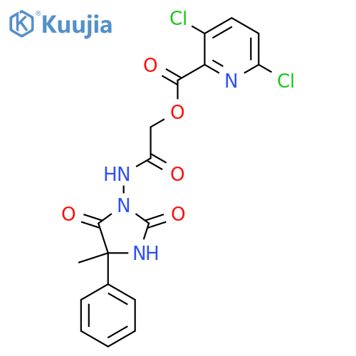 [(4-Methyl-2,5-dioxo-4-phenylimidazolidin-1-yl)carbamoyl]methyl 3,6-dichloropyridine-2-carboxylate structure