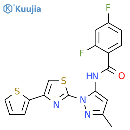 2,4-difluoro-N-{3-methyl-1-4-(thiophen-2-yl)-1,3-thiazol-2-yl-1H-pyrazol-5-yl}benzamide structure