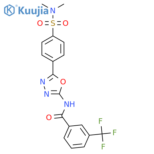 N-{5-[4-(dimethylsulfamoyl)phenyl]-1,3,4-oxadiazol-2-yl}-3-(trifluoromethyl)benzamide structure