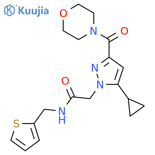 2-5-cyclopropyl-3-(morpholine-4-carbonyl)-1H-pyrazol-1-yl-N-(thiophen-2-yl)methylacetamide structure
