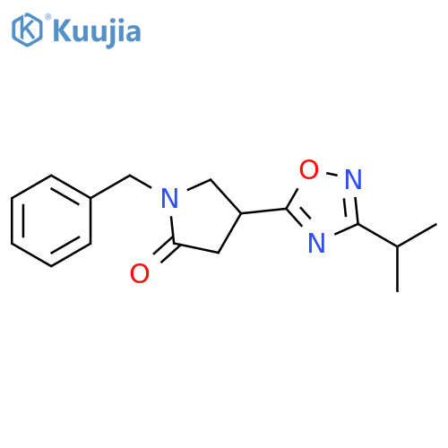 1-benzyl-4-3-(propan-2-yl)-1,2,4-oxadiazol-5-ylpyrrolidin-2-one structure