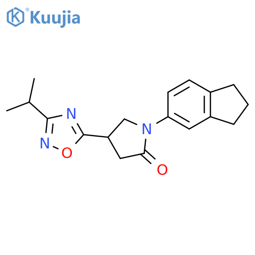 1-(2,3-dihydro-1H-inden-5-yl)-4-[3-(propan-2-yl)-1,2,4-oxadiazol-5-yl]pyrrolidin-2-one structure