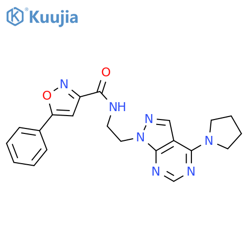 5-phenyl-N-{2-[4-(pyrrolidin-1-yl)-1H-pyrazolo[3,4-d]pyrimidin-1-yl]ethyl}-1,2-oxazole-3-carboxamide structure