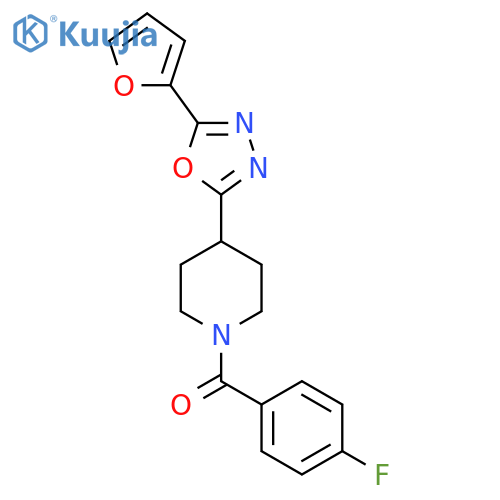 1-(4-fluorobenzoyl)-4-5-(furan-2-yl)-1,3,4-oxadiazol-2-ylpiperidine structure