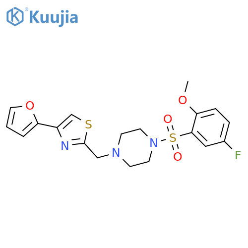 1-(5-fluoro-2-methoxybenzenesulfonyl)-4-{4-(furan-2-yl)-1,3-thiazol-2-ylmethyl}piperazine structure