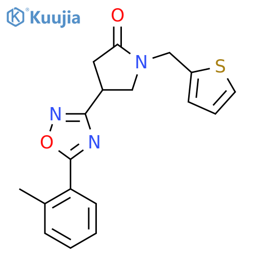 4-5-(2-methylphenyl)-1,2,4-oxadiazol-3-yl-1-(thiophen-2-yl)methylpyrrolidin-2-one structure