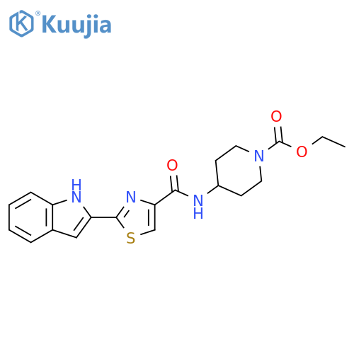 ethyl 4-2-(1H-indol-2-yl)-1,3-thiazole-4-amidopiperidine-1-carboxylate structure
