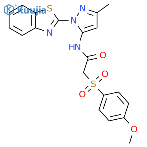 N-1-(1,3-benzothiazol-2-yl)-3-methyl-1H-pyrazol-5-yl-2-(4-methoxybenzenesulfonyl)acetamide structure