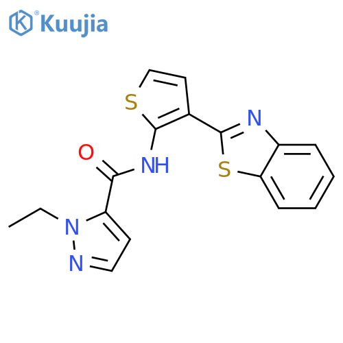 N-3-(1,3-benzothiazol-2-yl)thiophen-2-yl-1-ethyl-1H-pyrazole-5-carboxamide structure