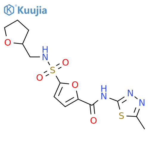 N-(5-methyl-1,3,4-thiadiazol-2-yl)-5-{[(oxolan-2-yl)methyl]sulfamoyl}furan-2-carboxamide structure