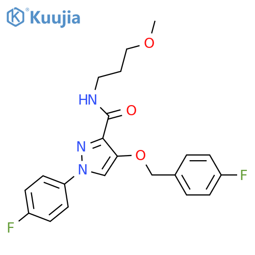 1-(4-fluorophenyl)-4-[(4-fluorophenyl)methoxy]-N-(3-methoxypropyl)-1H-pyrazole-3-carboxamide structure