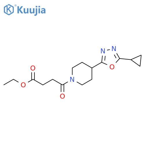ethyl 4-4-(5-cyclopropyl-1,3,4-oxadiazol-2-yl)piperidin-1-yl-4-oxobutanoate structure