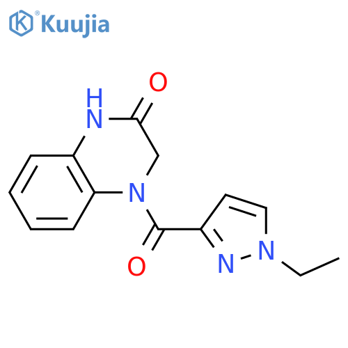 4-(1-ethyl-1H-pyrazole-3-carbonyl)-1,2,3,4-tetrahydroquinoxalin-2-one structure