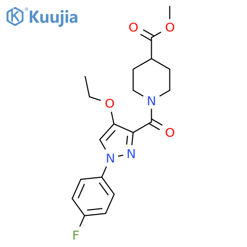 methyl 1-4-ethoxy-1-(4-fluorophenyl)-1H-pyrazole-3-carbonylpiperidine-4-carboxylate structure