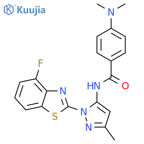 4-(dimethylamino)-N-1-(4-fluoro-1,3-benzothiazol-2-yl)-3-methyl-1H-pyrazol-5-ylbenzamide structure