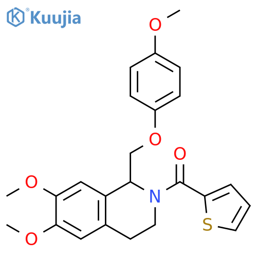 6,7-dimethoxy-1-(4-methoxyphenoxy)methyl-2-(thiophene-2-carbonyl)-1,2,3,4-tetrahydroisoquinoline structure