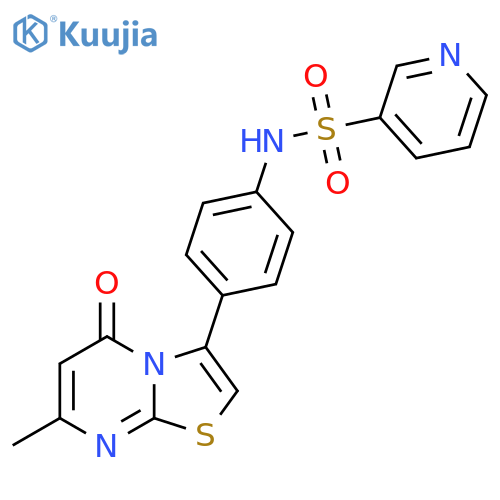 N-(4-{7-methyl-5-oxo-5H-1,3thiazolo3,2-apyrimidin-3-yl}phenyl)pyridine-3-sulfonamide structure