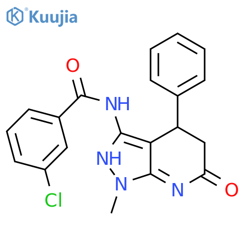 3-chloro-N-{1-methyl-6-oxo-4-phenyl-1H,4H,5H,6H,7H-pyrazolo3,4-bpyridin-3-yl}benzamide structure