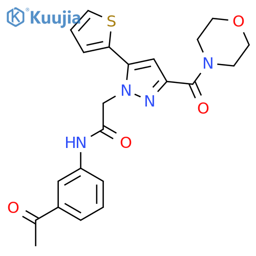 N-(3-acetylphenyl)-2-3-(morpholine-4-carbonyl)-5-(thiophen-2-yl)-1H-pyrazol-1-ylacetamide structure