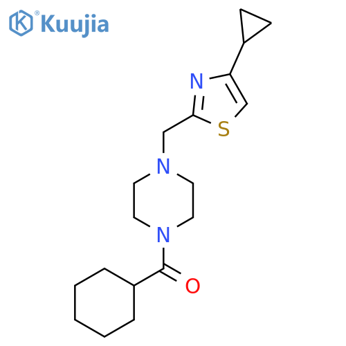 Cyclohexyl(4-((4-cyclopropylthiazol-2-yl)methyl)piperazin-1-yl)methanone structure