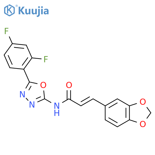 (2E)-3-(2H-1,3-benzodioxol-5-yl)-N-5-(2,4-difluorophenyl)-1,3,4-oxadiazol-2-ylprop-2-enamide structure
