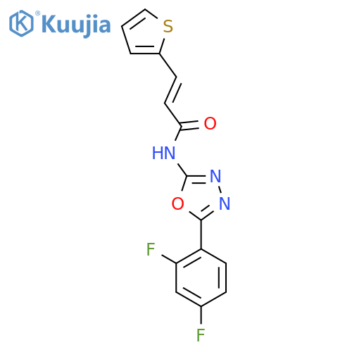 (2E)-N-5-(2,4-difluorophenyl)-1,3,4-oxadiazol-2-yl-3-(thiophen-2-yl)prop-2-enamide structure