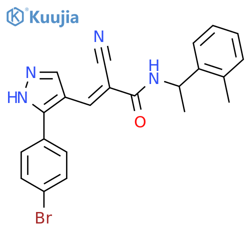 3-[3-(4-bromophenyl)-1H-pyrazol-4-yl]-2-cyano-N-[1-(2-methylphenyl)ethyl]prop-2-enamide structure