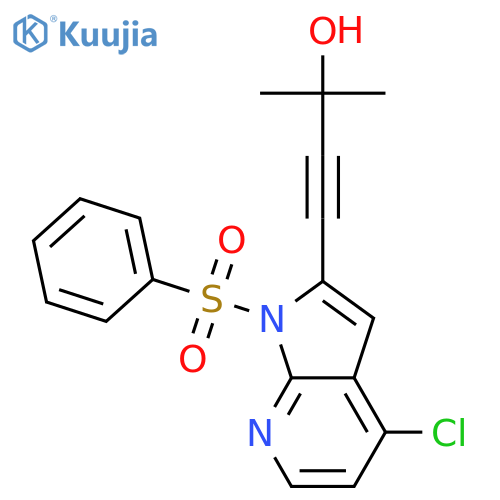 3-Butyn-2-ol, 4-[4-chloro-1-(phenylsulfonyl)-1H-pyrrolo[2,3-b]pyridin-2-yl]-2-Methyl- structure