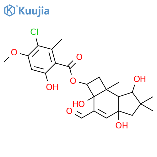 Benzoic acid,3-chloro-6-hydroxy-4-methoxy-2-methyl-,(2R,2aS,4aR,7R,7aS,7bR)-3-formyl-2,2a,4a,5,6,7,7a,7b-octahydro-2a,4a,7-trihydroxy-6,6,7b-trimethyl-1H-cyclobut[e]inden-2-ylester structure