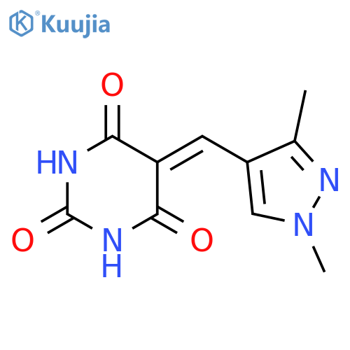 5-[(1,3-dimethyl-1H-pyrazol-4-yl)methylidene]-1,3-diazinane-2,4,6-trione structure