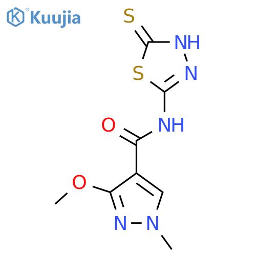 3-methoxy-1-methyl-N-(5-sulfanyl-1,3,4-thiadiazol-2-yl)-1H-pyrazole-4-carboxamide structure