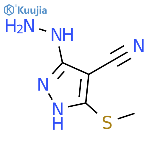 1H-Pyrazole-4-carbonitrile,3-hydrazinyl-5-(methylthio)- structure