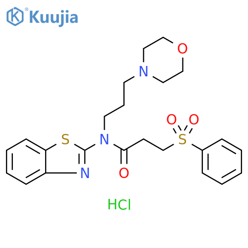 3-(benzenesulfonyl)-N-(1,3-benzothiazol-2-yl)-N-[3-(morpholin-4-yl)propyl]propanamide hydrochloride structure