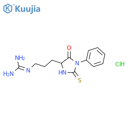 Guanidine,[3-[(4S)-5-oxo-1-phenyl-2-thioxo-4-imidazolidinyl]propyl]-, monohydrochloride(9CI) structure