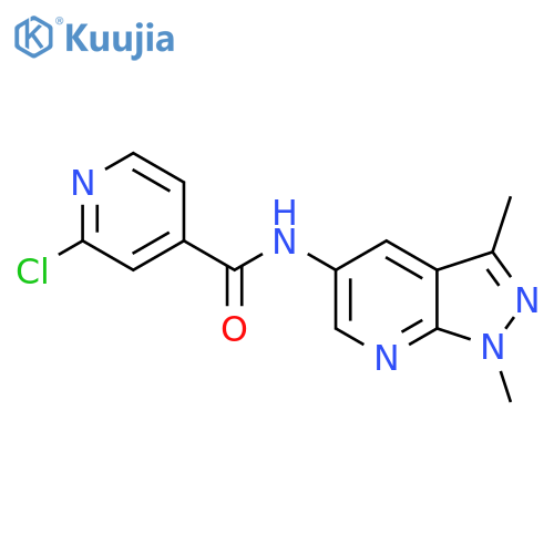 2-chloro-N-{1,3-dimethyl-1H-pyrazolo[3,4-b]pyridin-5-yl}pyridine-4-carboxamide structure