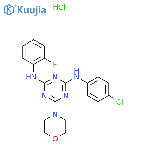 N2-(4-chlorophenyl)-N4-(2-fluorophenyl)-6-(morpholin-4-yl)-1,3,5-triazine-2,4-diamine hydrochloride structure