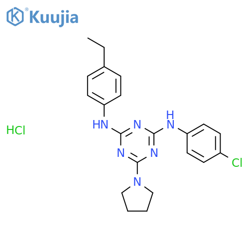 N2-(4-chlorophenyl)-N4-(4-ethylphenyl)-6-(pyrrolidin-1-yl)-1,3,5-triazine-2,4-diamine hydrochloride structure