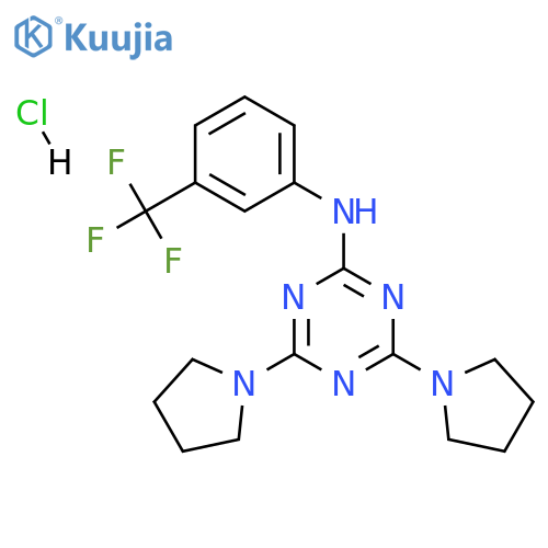 4,6-bis(pyrrolidin-1-yl)-N-[3-(trifluoromethyl)phenyl]-1,3,5-triazin-2-amine hydrochloride structure