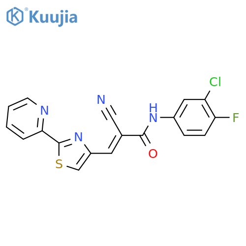 n-(3-Chloro-4-fluorophenyl)-2-cyano-3-[2-(pyridin-2-yl)-1,3-thiazol-4-yl]prop-2-enamide structure