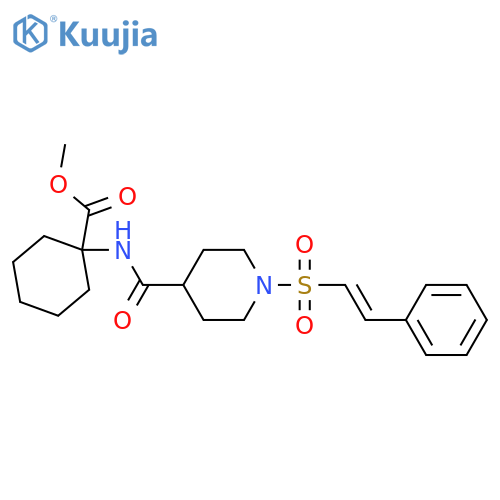 Methyl 1-[1-(2-phenylethenesulfonyl)piperidine-4-amido]cyclohexane-1-carboxylate structure