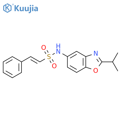 2-phenyl-N-[2-(propan-2-yl)-1,3-benzoxazol-5-yl]ethene-1-sulfonamide structure