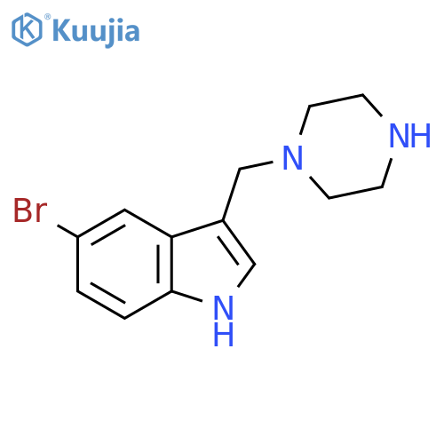 5-Bromo-3-(piperazin-1-ylmethyl)-1H-indole structure