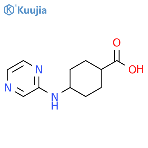 4-[(pyrazin-2-yl)amino]cyclohexane-1-carboxylic acid structure