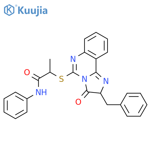 2-({2-benzyl-3-oxo-2H,3H-imidazo[1,2-c]quinazolin-5-yl}sulfanyl)-N-phenylpropanamide structure