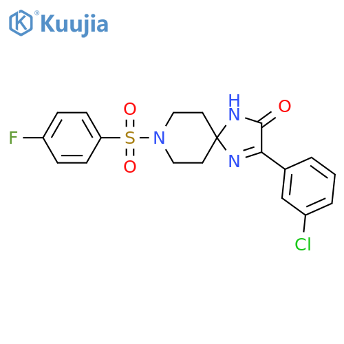 3-(3-chlorophenyl)-8-(4-fluorobenzenesulfonyl)-1,4,8-triazaspiro[4.5]dec-3-en-2-one structure