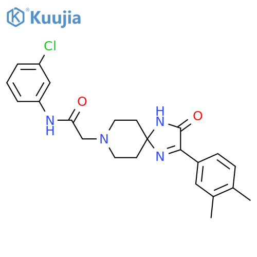 N-(3-chlorophenyl)-2-[2-(3,4-dimethylphenyl)-3-oxo-1,4,8-triazaspiro[4.5]dec-1-en-8-yl]acetamide structure