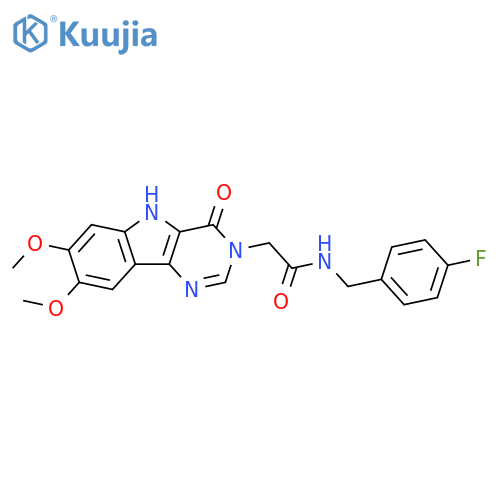 2-{7,8-dimethoxy-4-oxo-3H,4H,5H-pyrimido[5,4-b]indol-3-yl}-N-[(4-fluorophenyl)methyl]acetamide structure