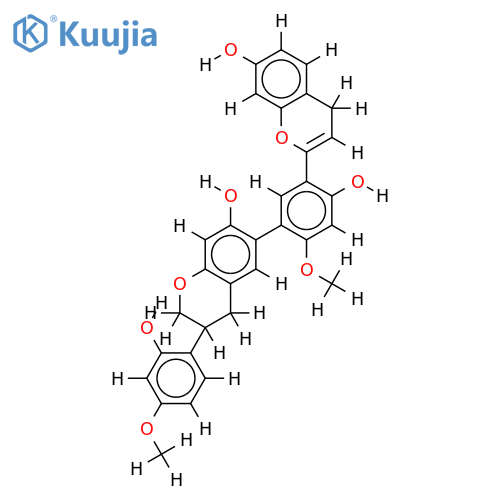 4',4'''-Di-Me-ether-(R)-2',4',7-Trihydroxy-3-(2',4',7-trihydroxyisoflavan-6-yl)flav-2-ene structure