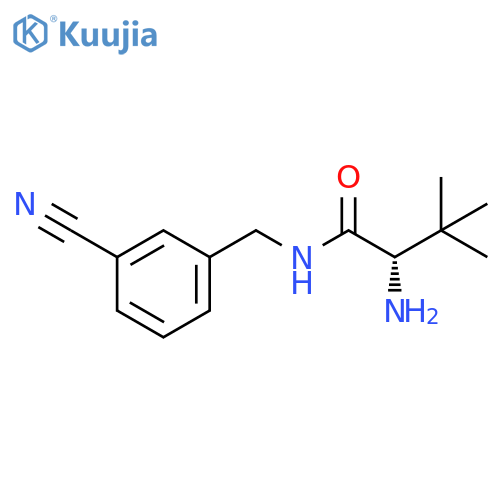 Butanamide, 2-amino-N-[(3-cyanophenyl)methyl]-3,3-dimethyl-, (2S)- structure